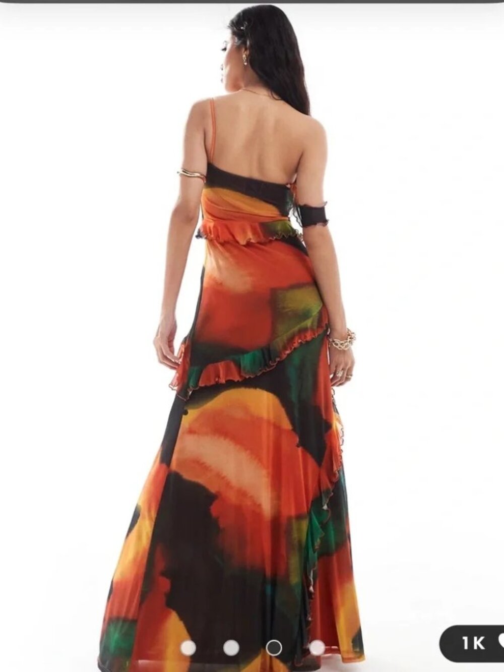 ASOS Mesh Off Shoulder Ruffle Detail Maxi - Picture 2 of 6